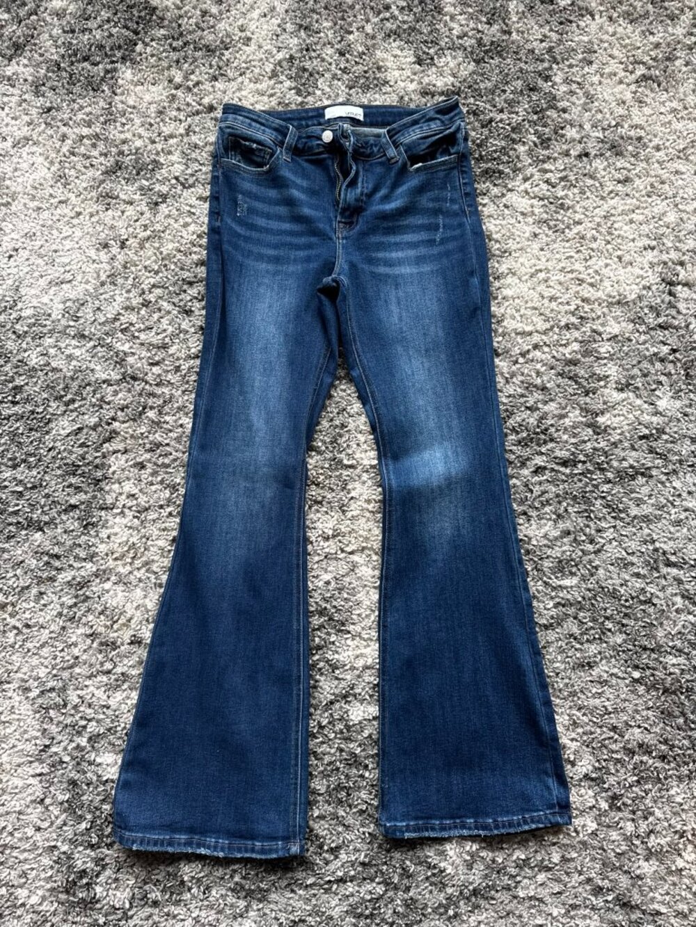Vervet High-Rise Flare Leg Distressed Jeans - Dark Wash